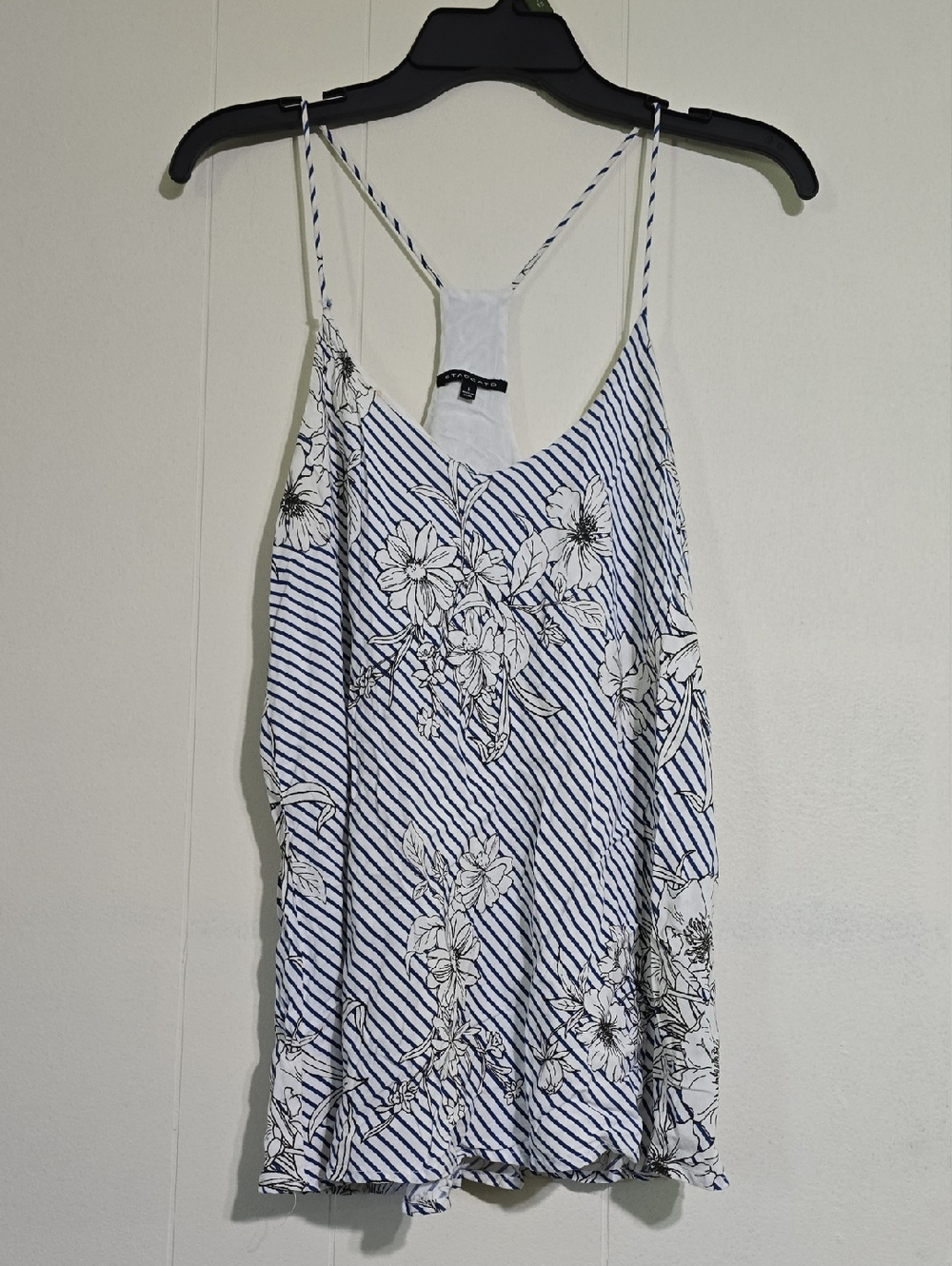 Staccato Navy & White Striped Floral Spaghetti Strap Camisole
